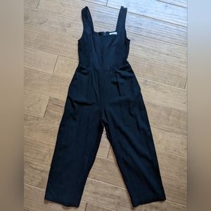 Black cropped pants sleeveless romper